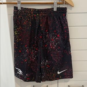 Nike Black Shorts with Multicolor Paint-Splatter